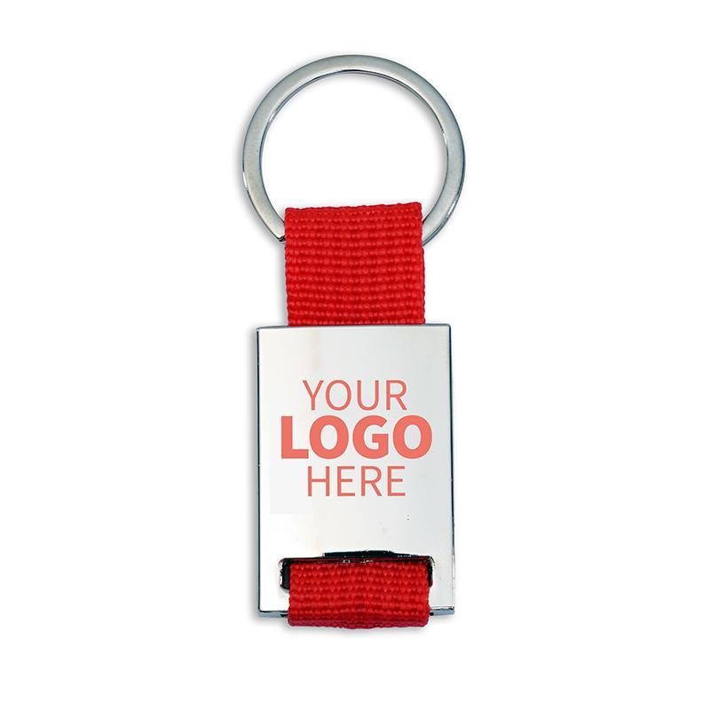 RED COLORED STRAP METAL KEYCHAIN